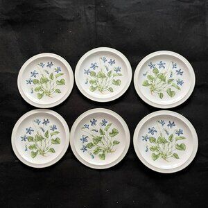 6 - Vintage Royal Domino Porcelain ‘Spring Violet’ Plates 7 ½”